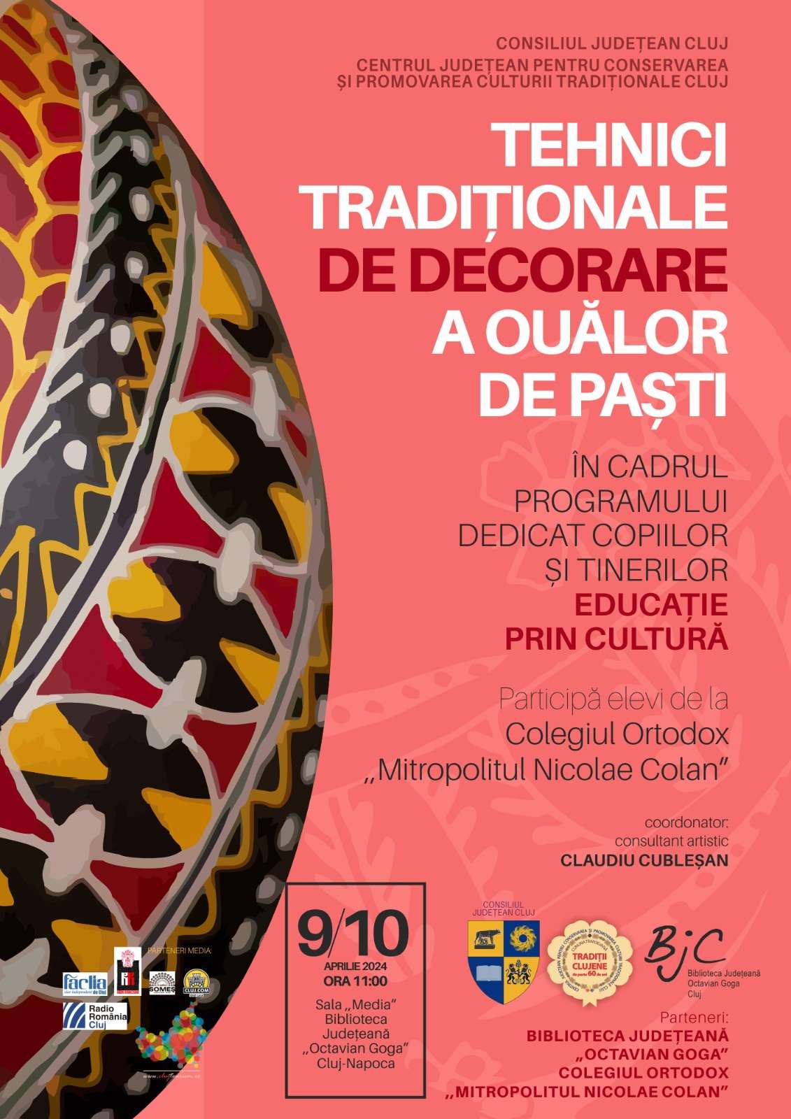 CJCPCT Cluj: Elevii clujeni învață să încondeieze ouă pentru Paști alături de consultantul artistic Claudiu Cubleșan