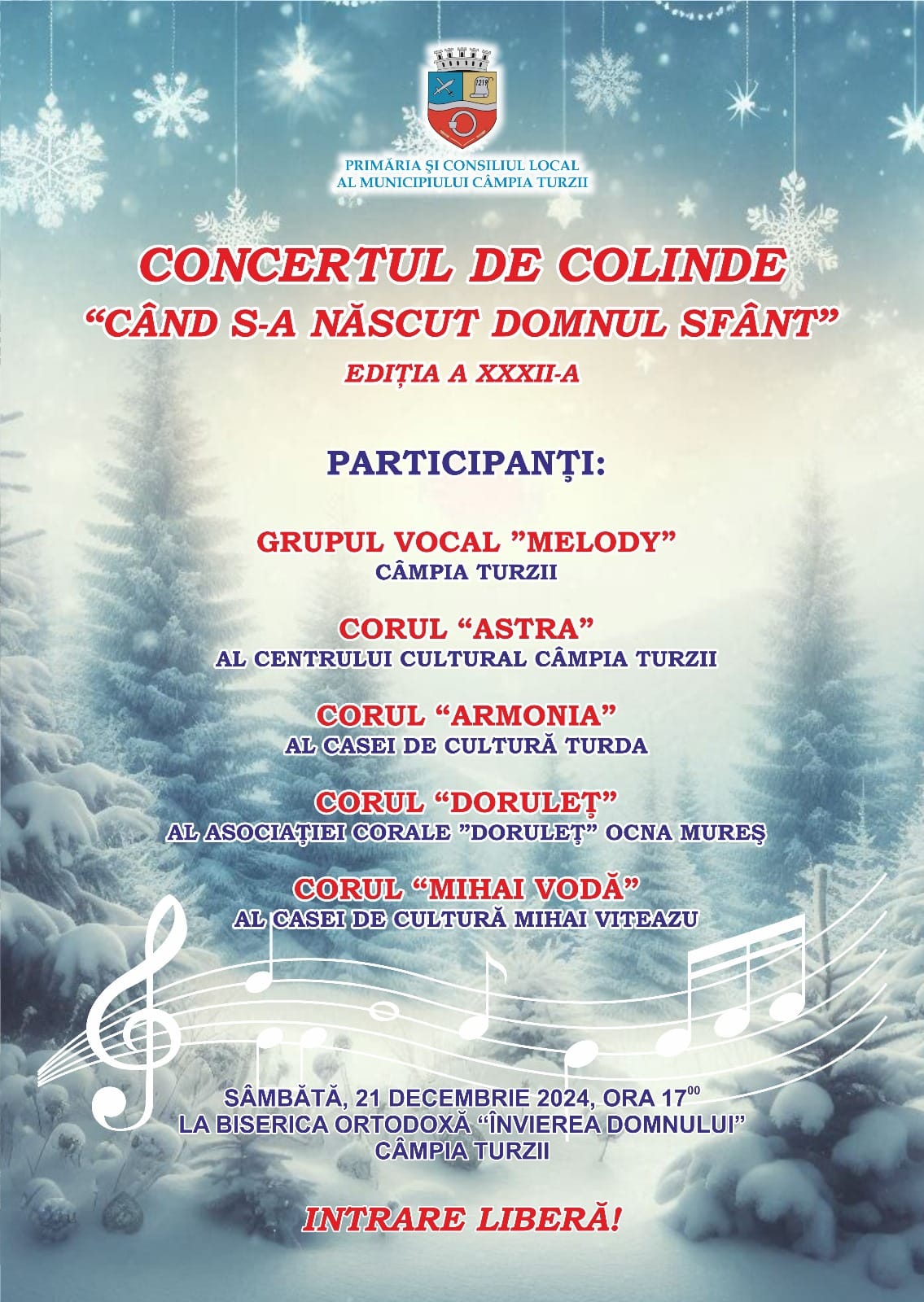 Concert de Colinde „Când S-a Născut Domnul Sfânt” – Ediția a XXXII-a!