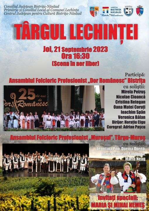 Târgul Lechinței – Joi, 21 septembrie 2023