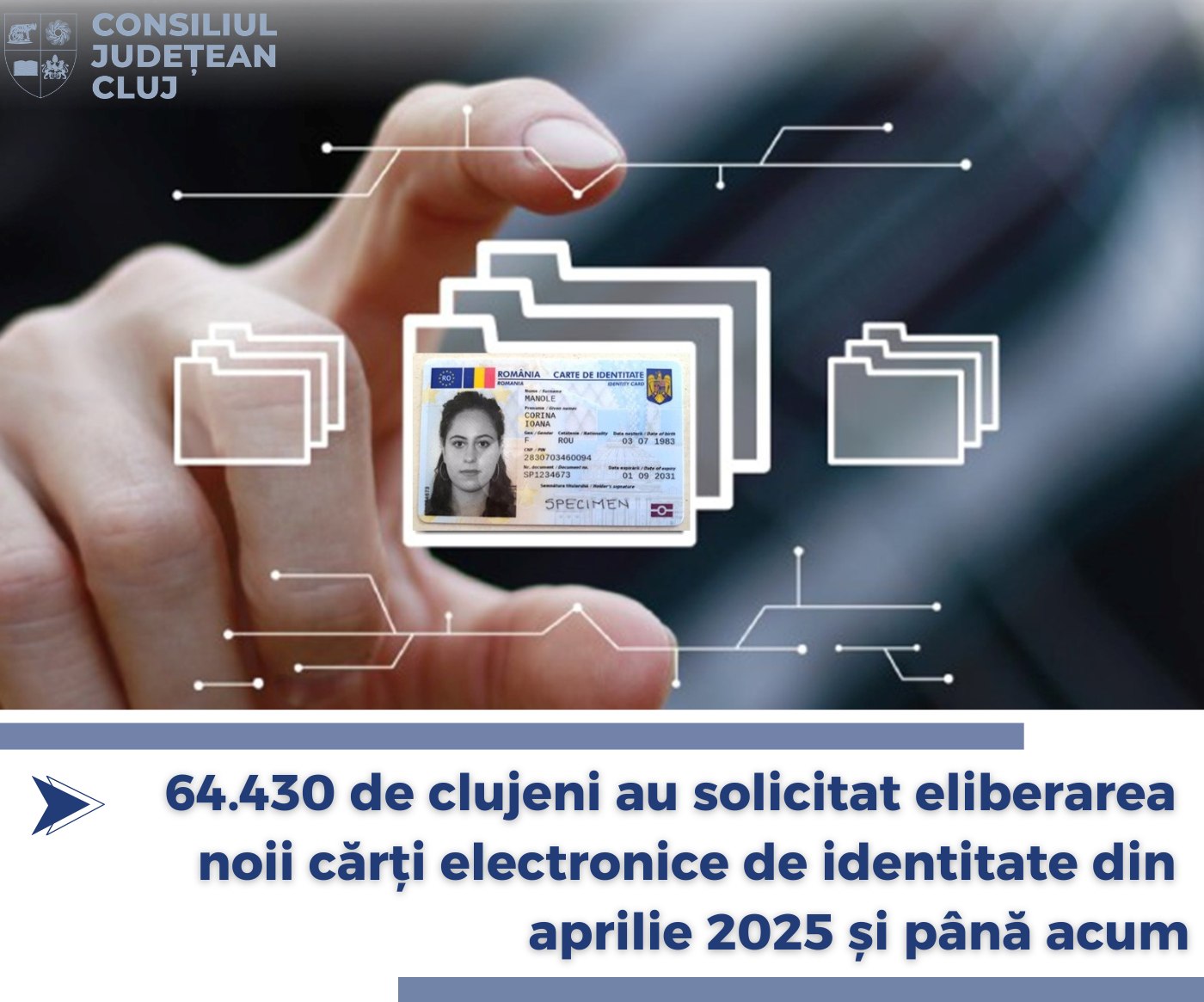 Consiliul Județean Cluj: peste 64.000 de cereri pentru cartea electronică de identitate într-un an!